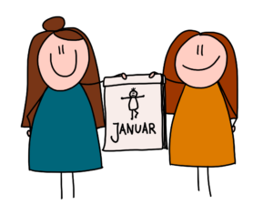 Julia und Sabine mit Vorschul-Kalender